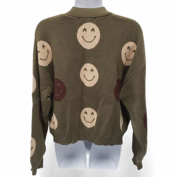 Forever 21 Womens Smiley Face Sweater Cardigan Size Small - Picture 2 of 8